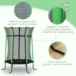 Trampolino Elastico per Bambini 3-10 Anni con Ingresso a Cerniera e Pali Imbottiti, Ø163,5x190 cm, Verde - immagine 5