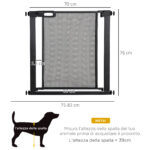 Cancellino per Cani Estensibile a Pressione con Chiusura Automatica, Acciaio e ABS, 75-82x76 cm, Nero - immagine 3