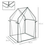 Mini Serra da Giardino con 2 Porte Avvolgibili e Copertura in PE 90x90x145cm, Trasparente - immagine 3