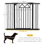 Cancelletto per Cani con 4 Viti Regolabili e Nastro Adesivo, in Metallo e Plastica, 74-1x76 cm, Nero - immagine 3