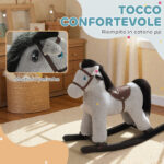 Cavallo a Dondolo con Suoni per Bambini da 2-5 Anni e Animale di Peluche Incluso, Legno e Acciaio, Grigio - immagine 6