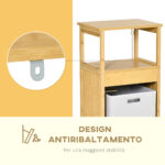Mobiletto Bagno con Cesto Multiuso per Bucato e Giocattoli, in MDF e Bambù, 40x30x86,5cm - immagine 5