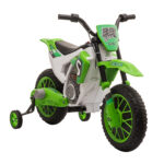 Moto da Cross Elettrica per Bambini con Rotelle, in PP e Metallo, 106,5x51,5x68 cm, Verde
