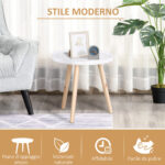 Tavolino da Salotto Rotondo con Bordo Rialzato in Legno, Φ40x40,5cm - Bianco e Oro - immagine 5