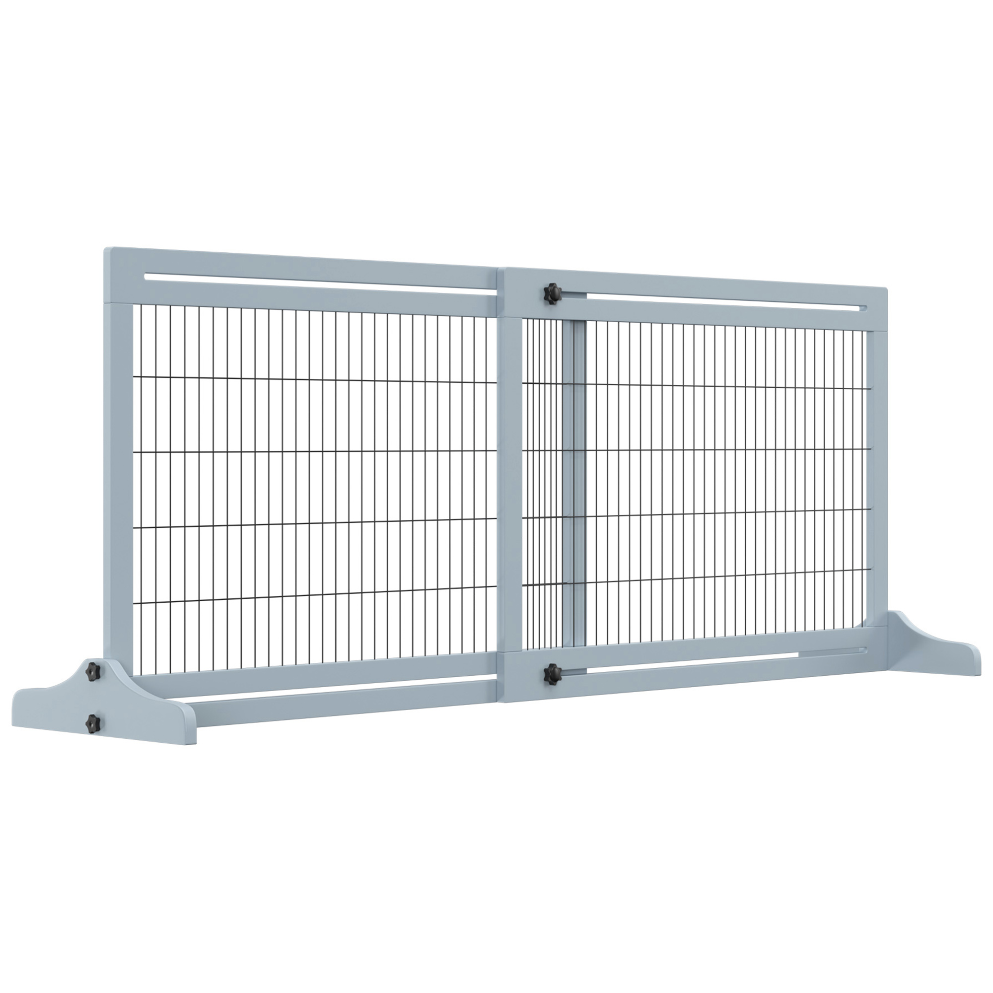 Hh01ec19aaa78e48c.jpg Cancellino per Cani Estensibile da Interno in Legno e Acciaio, 104-180x36x69cm, Blu-grigio - immagine 1