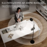 Lampada da Terra LED con Telecomando, Testa Girevole, Regolazione Luminosità e Temperatura, Nero - immagine 6