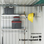 Capanno Attrezzi in Metallo 1,5x2m con Base, Porta Scorrevole e Tetto Inclinato, Verde - immagine 5