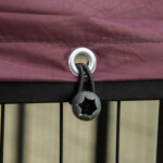 Recinto per Cani da Esterno con Serratura, 2 Ciotole Girevoli e Copertura Rimovibile, Nero e Rosso - immagine 8