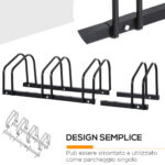 Rastrelliera Portabiciclette Parcheggio per 4 Biciclette in Acciaio, 110x33x27 cm, Nero - immagine 5