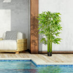 Pianta Finta di Bambù Alta 160cm con Vaso Nero per Interno - immagine 4