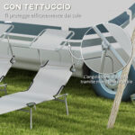 Set 2 Sdraio da Giardino Pieghevoli con Tettuccio Regolabile, in Tessuto Oxford e Metallo, 187x58x36 cm, Grigio Chiaro - immagine 6