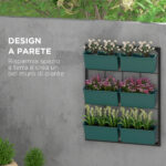 Orto Verticale da Parete a 3 Livelli con 6 Vasi, in Acciaio e Plastica, 52x14x66 cm, Verde - immagine 4