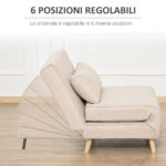Poltrona Letto 3 in 1 con Schienale Reclinabile in 6 Posizioni, 94x78x80 cm, Beige - immagine 7