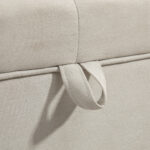 Panca Contenitore da 80L Imbottita con Rivestimento in Tessuto e Gambe in Legno, 118x42x45 cm, Crema - immagine 9