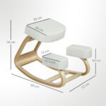 Sedia Ergonomica con Inginocchiatoio in Legno di Betulla e Cuscino, 51x69x58 cm, Crema - immagine 3