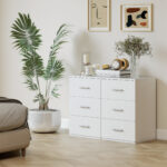 Comodino con 3 Cassetti Moderno e Multiuso per Camera e Salotto, 40x35x60 cm, Bianco - immagine 8