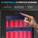 Cantinetta Frigo per Vino da 92L con Ripiani Regolabili per 20 Bottiglie e 50 Lattine, 43x45x94 cm, Nero - immagine 5