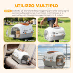 Trasportino per Gatti e Cani Piccoli Fino 4 kg in Plastica con Finestra Superiore, 49x32x31 cm, Grigio - immagine 4