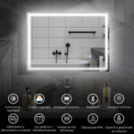 Specchio Bagno Antiappannante con Luce LED Regolabile, Speaker Bluetooth, Pulsanti Touch, 50x70 cm - immagine 4