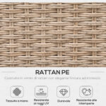 Set da Giardino 4 Pezzi in Rattan, Divano Angolare con Cuscini e Tavolini, Nero e Marrone chiaro - immagine 5