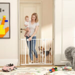 Cancellino di Sicurezza per Bambini e Animali, Chiusura Automatica e Montaggio a Pressione, 76-103x76 cm, Bianco - immagine 2