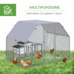 Recinto per Galline con telo di copertura per 4-6 polli in acciaio, 280x190x195 cm - immagine 6