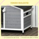 Casetta per Cani in Legno con Design Rialzato, Tenda Protettiva e 2 Finestre, 109x79x72 cm - immagine 8