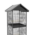 Voliera per Uccelli a Rotelle con Vassoi Estraibili in Plastica e Posatoi, in Metallo, 71,8x71,8x170,2 cm, Nero - immagine 8