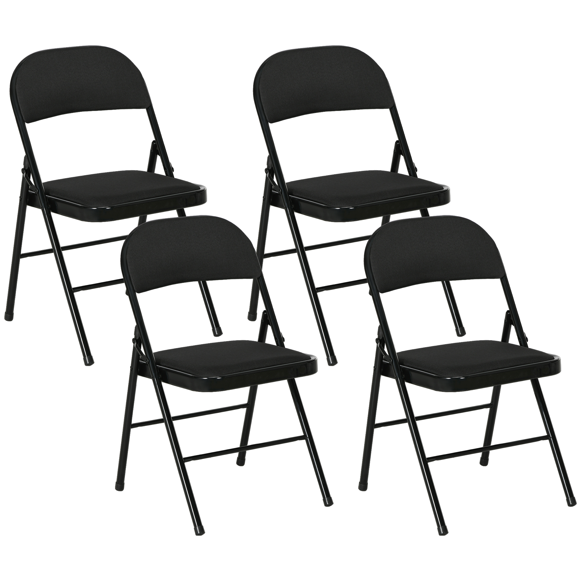 ISK5e619495797410.jpg Set di 4 Sedie Pieghevoli con Seduta Imbottita in poliestere e Struttura in Acciaio, Nero - immagine 1