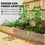 Orto in Cassetta con Divisorio Centrale e Fondo Aperto, in Legno di Abete, 235x121x26 cm, color Legno - immagine 5