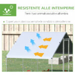 Pollaio da Giardino con Telaio Zincato, Copertura Impermeabile e Rete Esagonale, 3x6x2m, Argento - immagine 4
