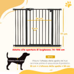 Cancellino per Cani a 2 Estensioni con Larghezza Regolabile fino a 1 cm e Chiusura Automatica, Nero - immagine 3