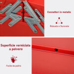 Cassetta Porta Attrezzi in Metallo Pieghevole con 5 Vassoi, 3 Ripiani, Rosso - immagine 6