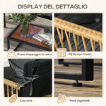 Set da Giardino 4 Pezzi in Rattan con Divanetto, 2 Sedie e Tavolino da Caffè, Grigio e Marrone - immagine 6