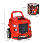 Officina Camion Giocattolo con Motore e 61 Accessori per Bambini 3-5 Anni, Ruote e Maniglia, 40x39x47cm, Rosso - immagine 3
