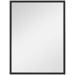 Specchio da Parete Rettangolare con Ganci, in Vetro e MDF, 60x80 cm, Nero