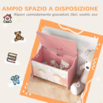 Baule Portagiochi per Bambini con Coperchio e Cerniera di Sicurezza in MDF, 60x37x39cm, Rosa - immagine 6