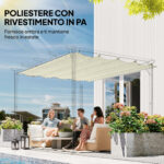 Telo Pergola per Esterni Anti UV in Poliestere Bianco Crema con 8 Fori di Drenaggio, 286x245 cm - immagine 5