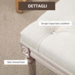 Panca Fondo Letto Imbottita con Rivestimento Effetto Lino e Gambe in Legno, 80x40x41cm, Beige - immagine 6