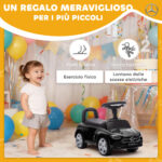 Macchina per Bambini Licenza Mercedes Benz con Clacson e Spazio Portaoggetti, 65x28x39 cm, Nero - immagine 8
