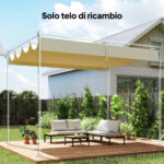 Telo Pergola per Esterni Anti UV in Poliestere Beige con 8 Fori di Drenaggio, 392x350 cm - immagine 2