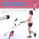 Cyclette Pieghevole da Fitness in Acciaio, Cyclette Magnetica Pieghevole da Casa con Altezza Regolabile, Resistenza Magnetica a 8 Livelli, Schermo LCD, 43x97x109cm, Rosa - immagine 7