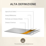 Specchio da Parete Stile Finestra con Montaggio Verticale e Orizzontale, 90x60 cm, Nero - immagine 6