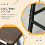 Tavolo Alto con 2 Sgabelli per Cucina, Soggiorno, Bar, Struttura in Acciaio con Poggiapiedi e Mensola - immagine 7