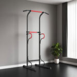 Barra per Trazioni Power Tower Stazione Fitness Multifunzione con Altezza Regolabile 171-219cm Nero Rosso - immagine 9