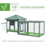 Pollaio da Giardino Prefabbricato in Legno 196x76x97cm, Bianco e Verde - immagine 4