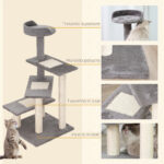 Tiragraffi per Gatti da 1cm con Lettino Rotondo, Pali in Sisal e Rivestimento in Peluche, Grigio - immagine 4