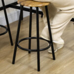 Set da Bar 5 pezzi con Tavolo alto e 4 Sgabelli Stile Industriale, Marrone e Nero - immagine 7