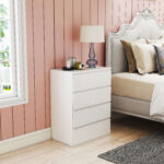 Cassettiera 4 Cassetti in Truciolato con Guide in Metallo e Maniglie Scanalate, 60x40x80 cm, Bianco - immagine 2