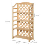 Scaffale Portapiante Pieghevole con 4 Mensole Regolabili in Legno - immagine 3